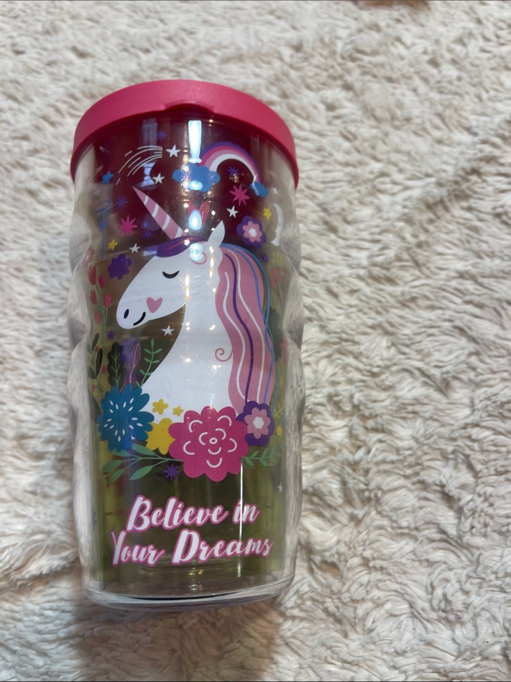 Believe in Your Dreams Pink Unicorn tervis Kids Travel Cup